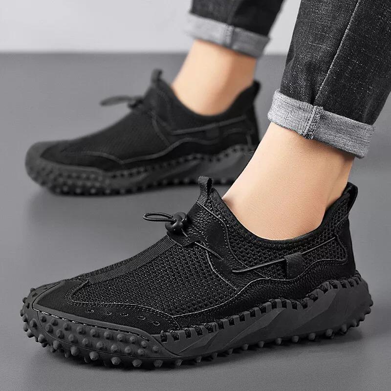 Men Mesh Casual Flat Breathable Slip On Beach Shoes  Round Toe Sport Shoes