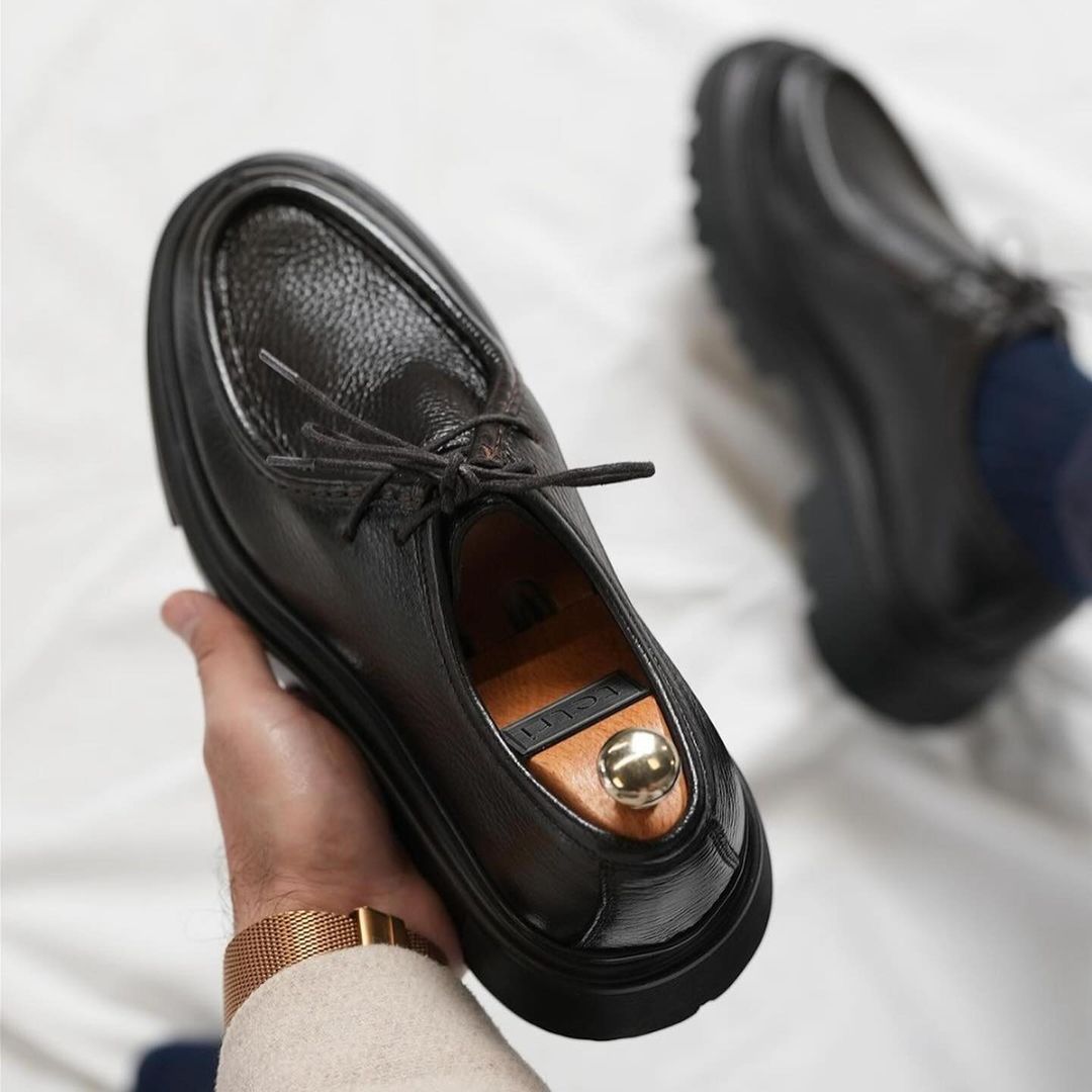 Genuine Leather Black Men's Casual Shoes