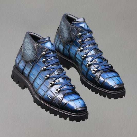 Blue Titan Boots in crocodile leather