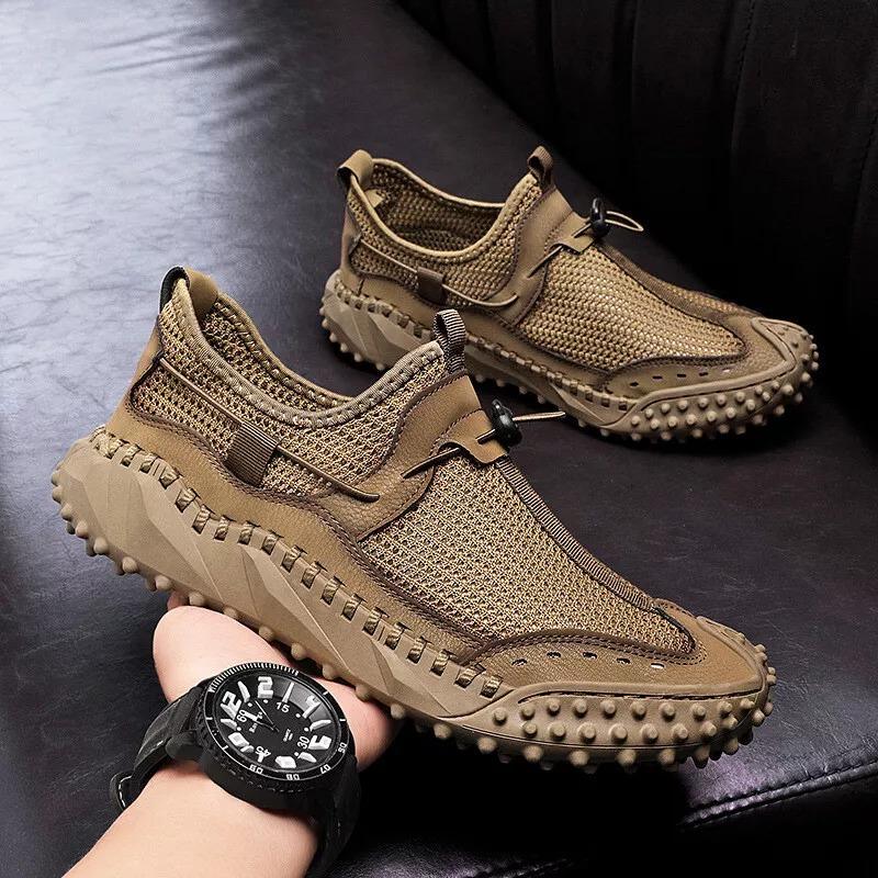 Men Mesh Casual Flat Breathable Slip On Beach Shoes  Round Toe Sport Shoes