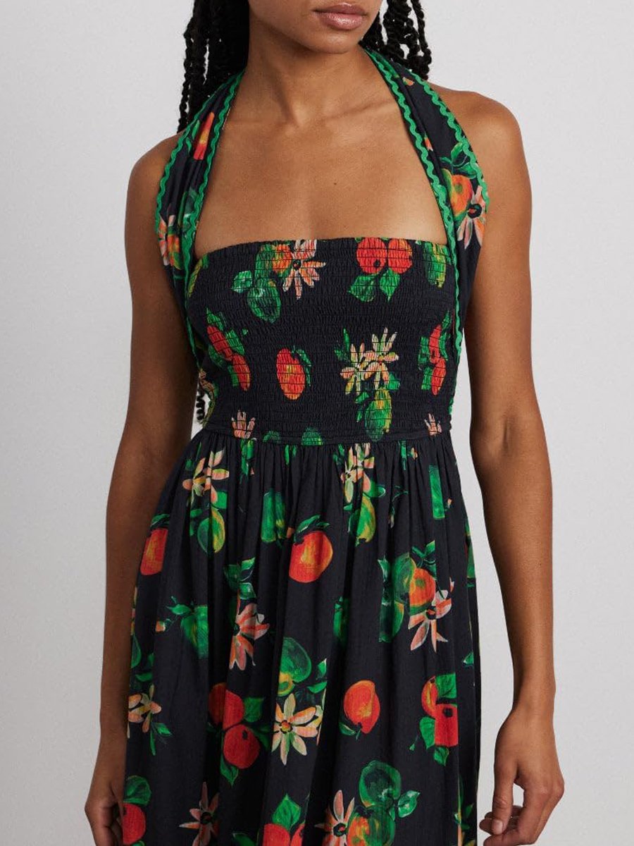 Halter Neck Sleeveless Printed Dress