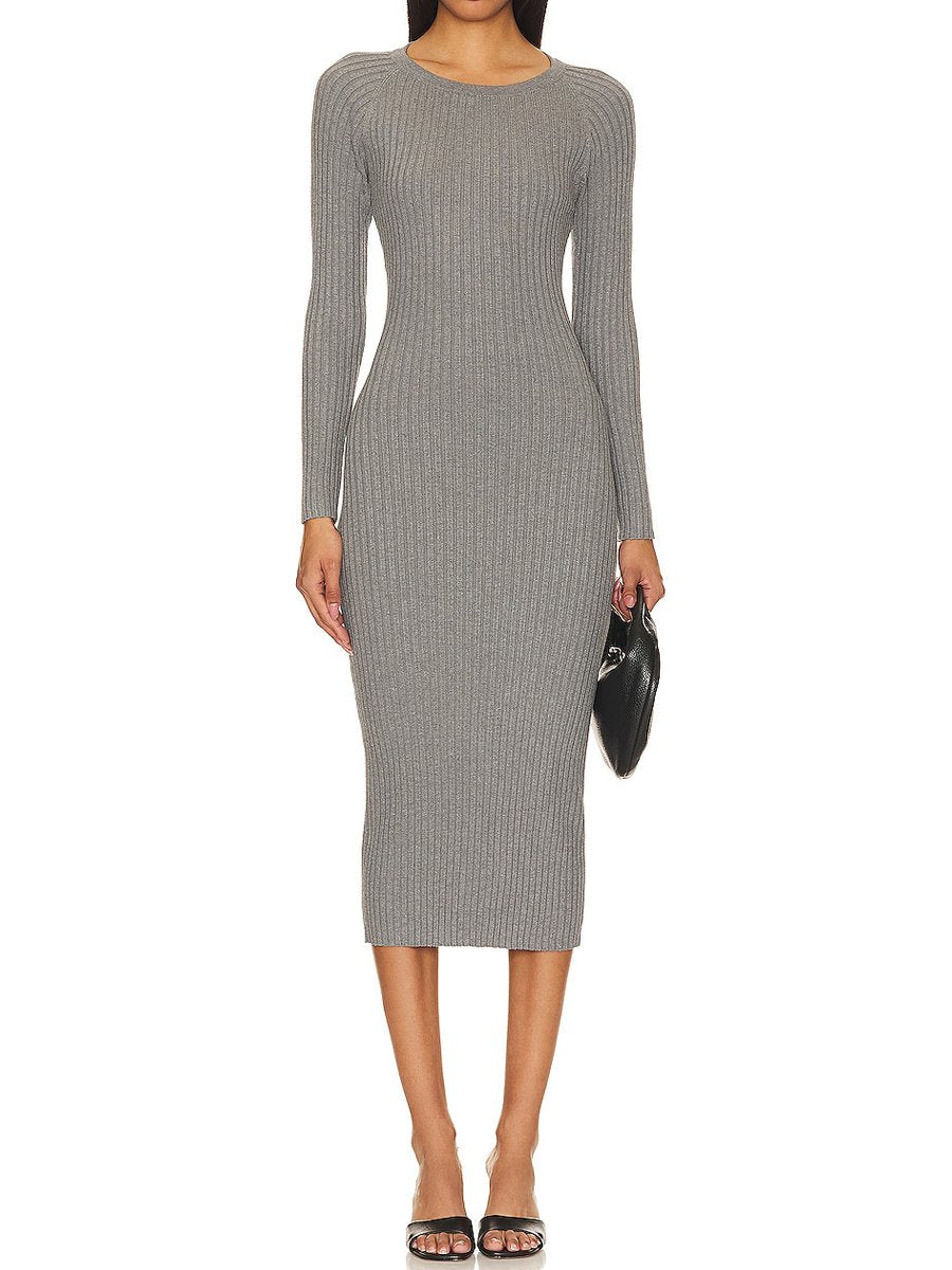 Solid Skinny Backless Knit Dress