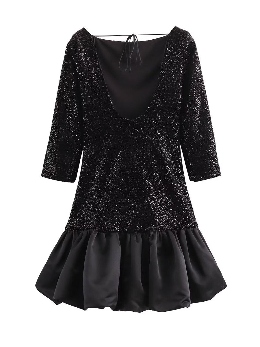 Sequined Long Sleeve Christmas Dress