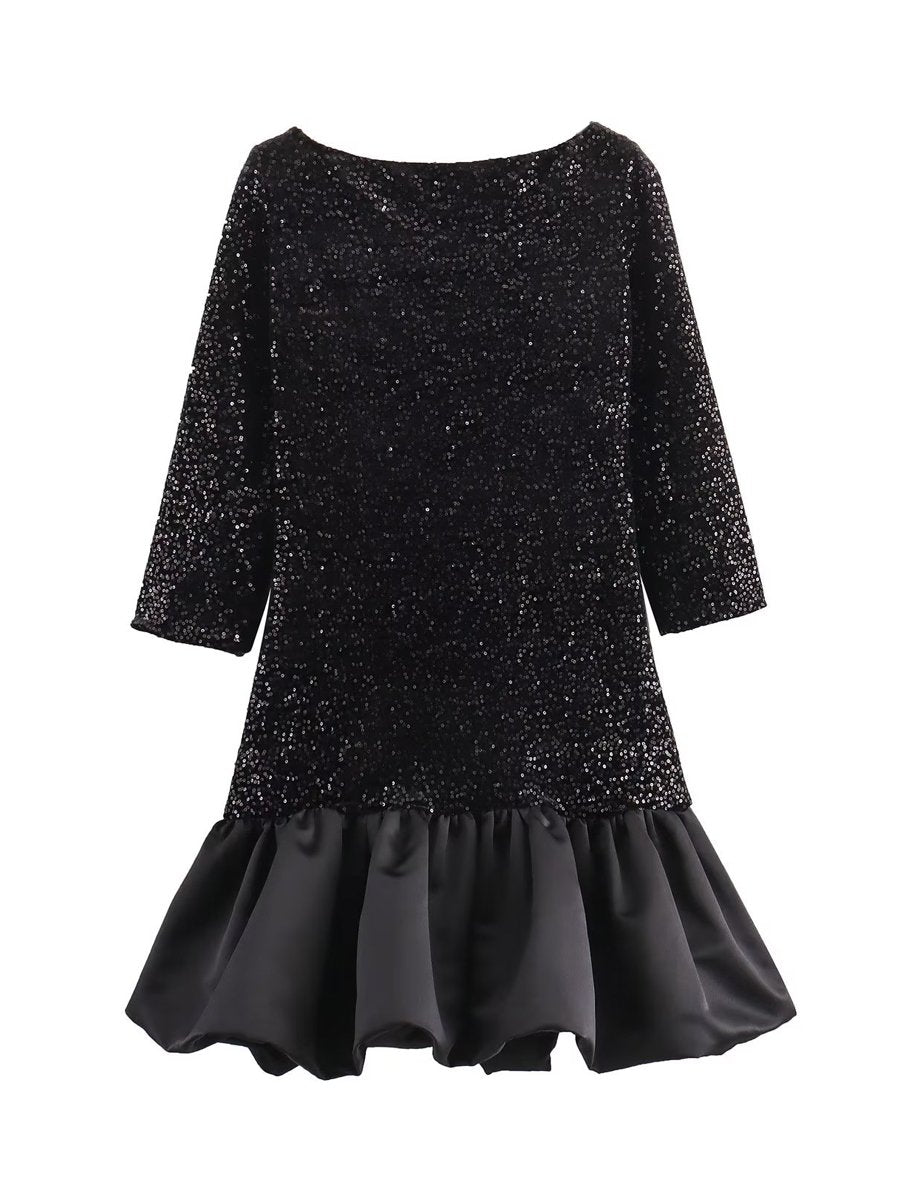 Sequined Long Sleeve Christmas Dress