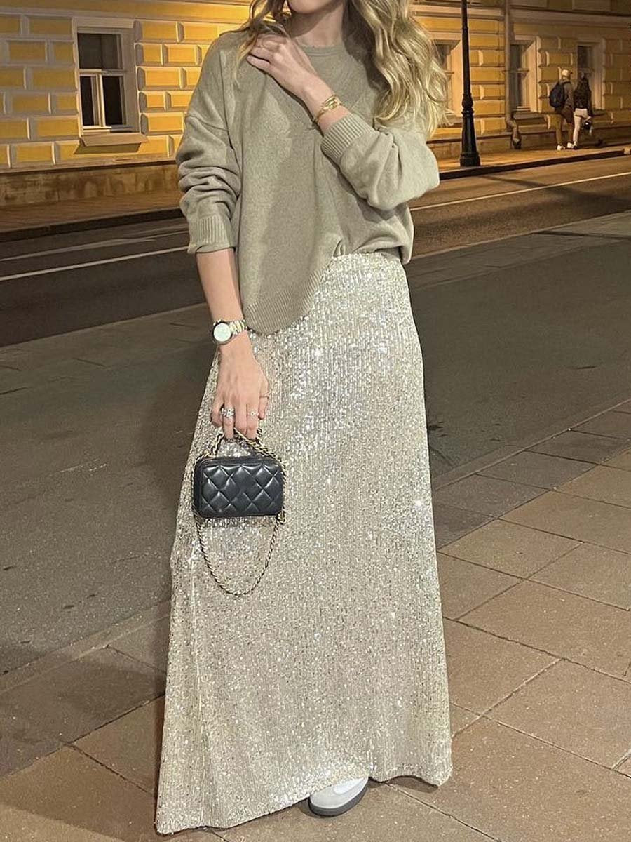 Sequined Maxi Skirt