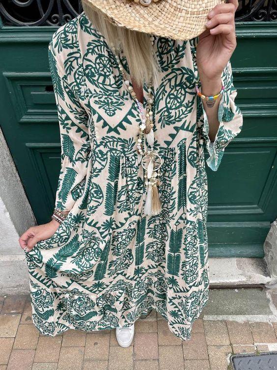 Bohemia Printed Casual Midi Dress