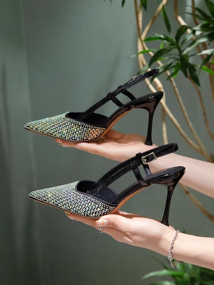 FULL RHINESTONE STILETTO HIGH HEELS