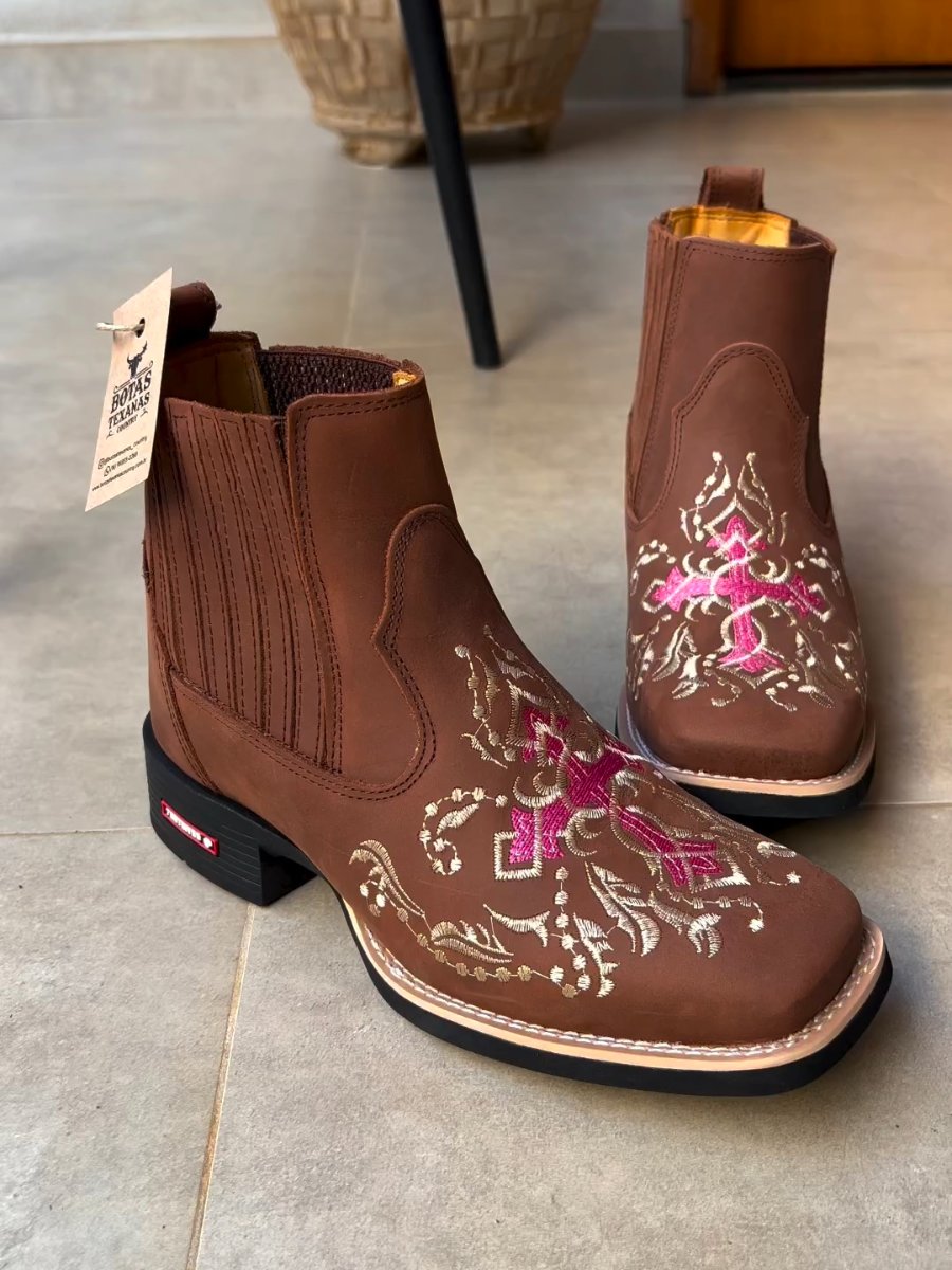 Classic Western Cowboy Style Women's Embroidered Ankle Boots