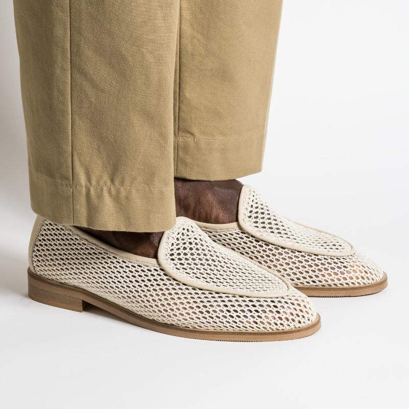 Men's Summer Mesh Breathable Loafers - Beige - Standard Size