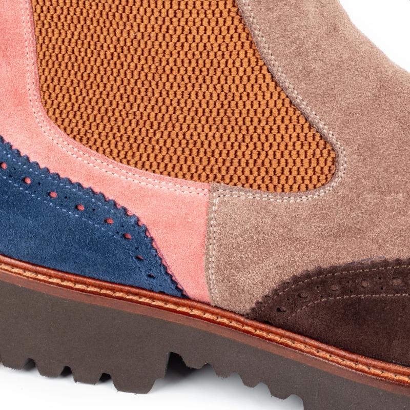 Men's Beige Pink Navy Brown Suede Chelsea Boots