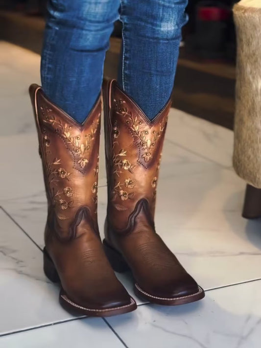 Traditional Embroidered Women's Cowboy Boots