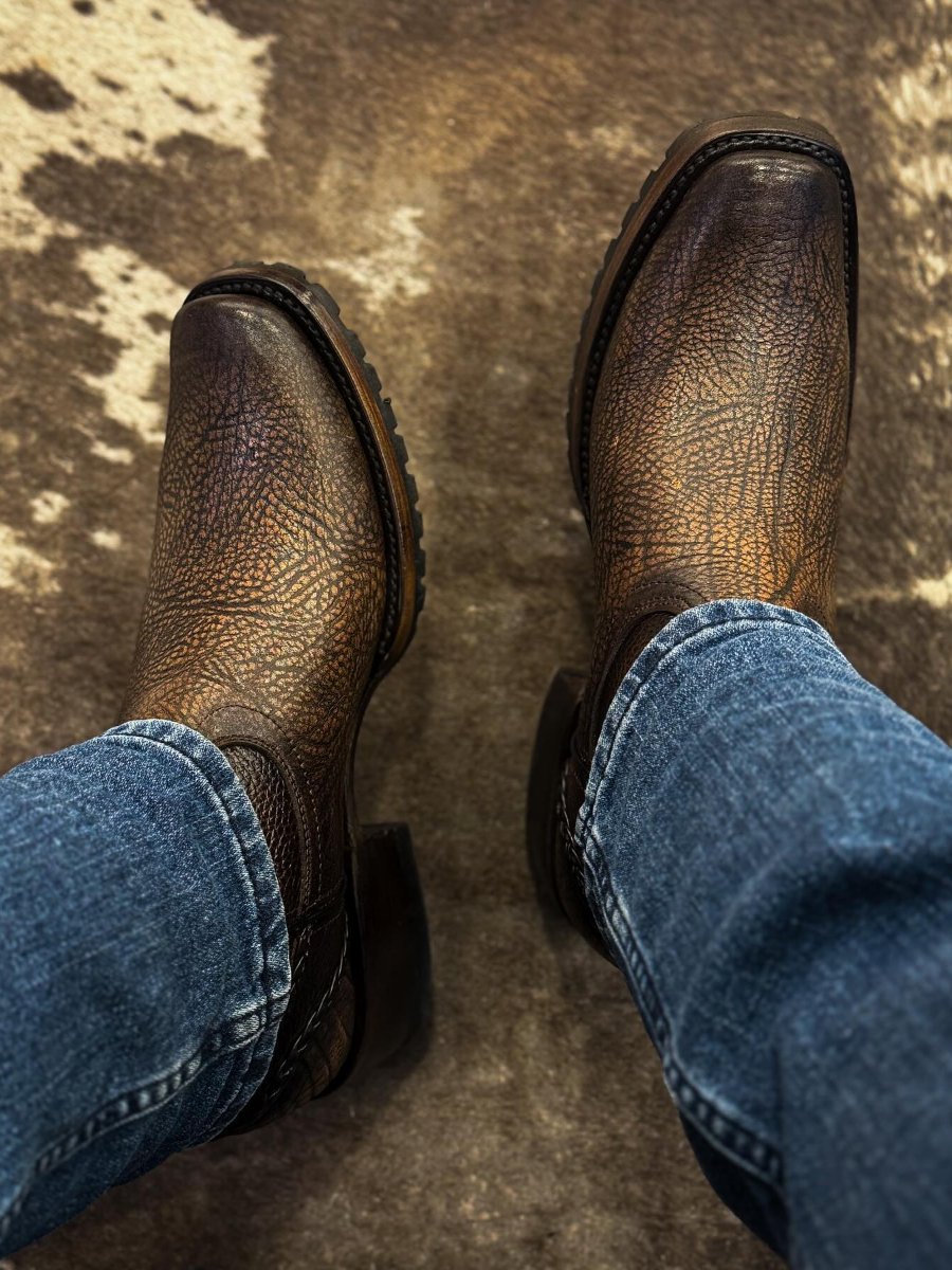 Cowboy Brown Heel Zipper Ankle Boots