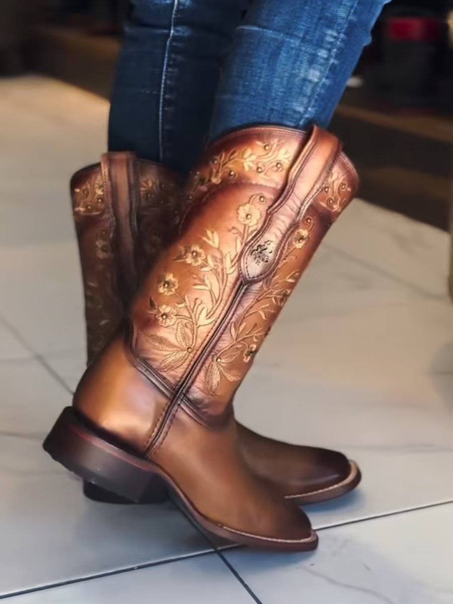 Traditional Embroidered Women's Cowboy Boots