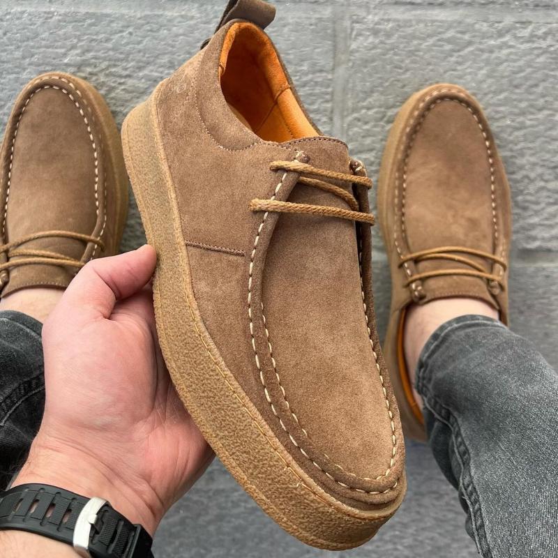 Men's Lace Up Casual Loafers Are Fashionable, Comfortable, Lightweight, And Have Hhick Soles - Flat Shoes