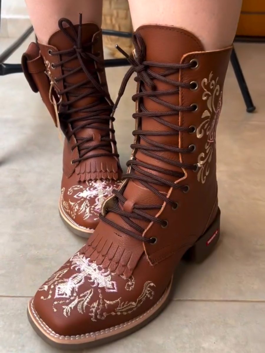 Classic Handmade Western Cowboy Style Women's Boots - Brown