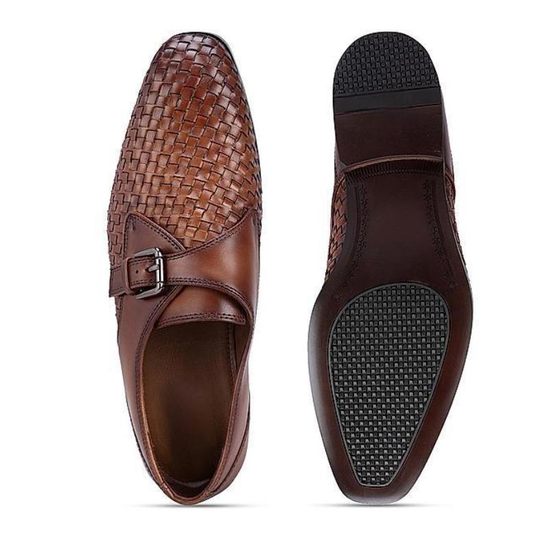 Men's Woven Leather Shoes - Brown