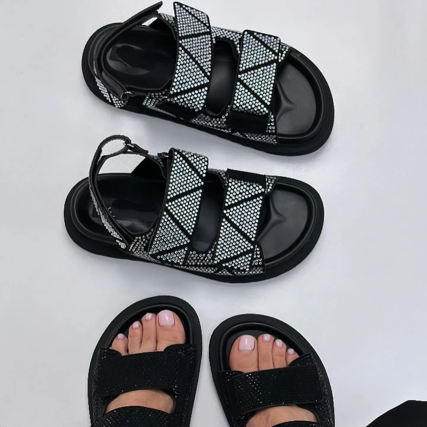 Summer Dazzle Velcro Flat Sandals