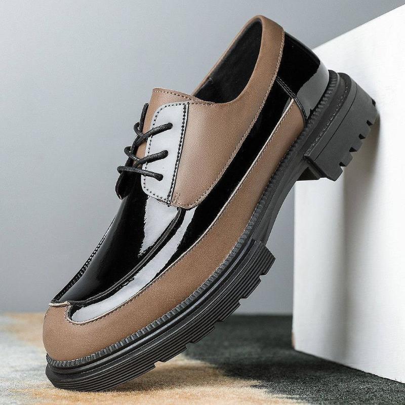 Mens Leather Fashion Lace Up Pumps Pointy Toe Shiny Wedding Loafers Shoes