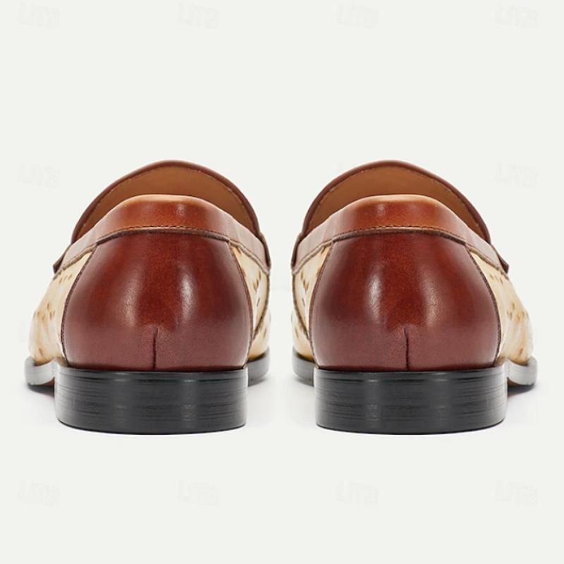 Men's Yellow And Brown Leather Loafers With Metal Bit Detail (Buy 2 Pce Free Shipping✔)