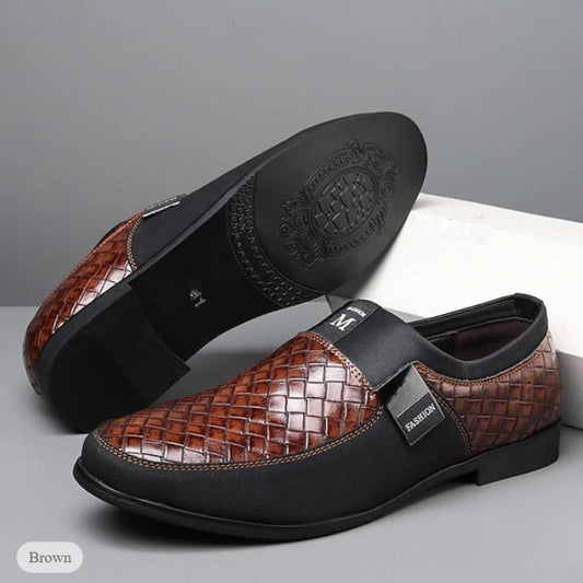 Men's Brown Embossed Leather Slip-On Loafers (Buy 2 Pce Free Shipping✔)