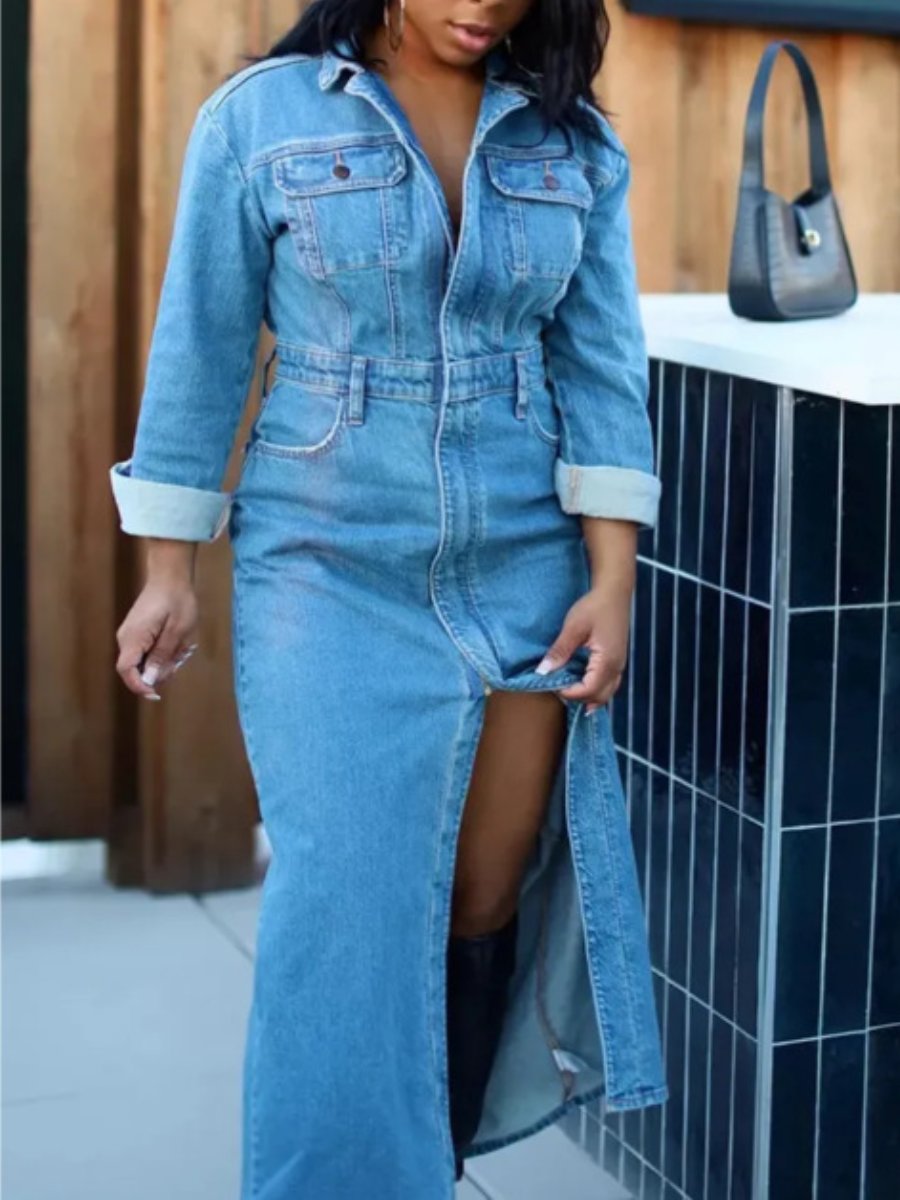 Viral Long Denim Dress