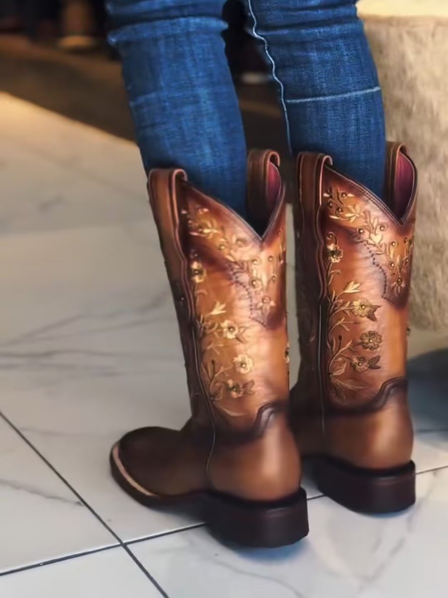 Traditional Embroidered Women's Cowboy Boots