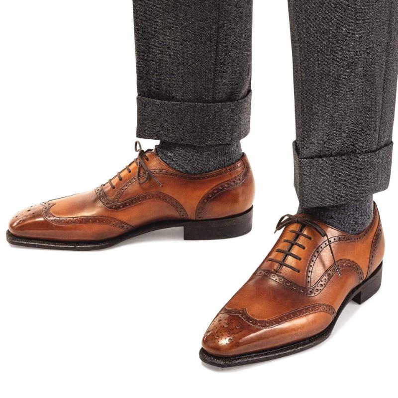 Men's Retro Carved Leather Shoes - Brown