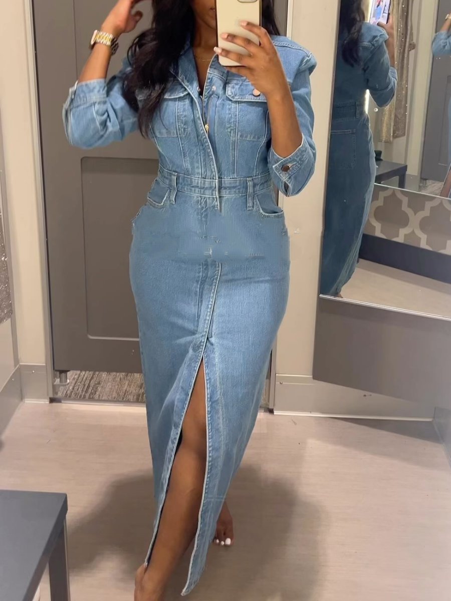 Viral Long Denim Dress