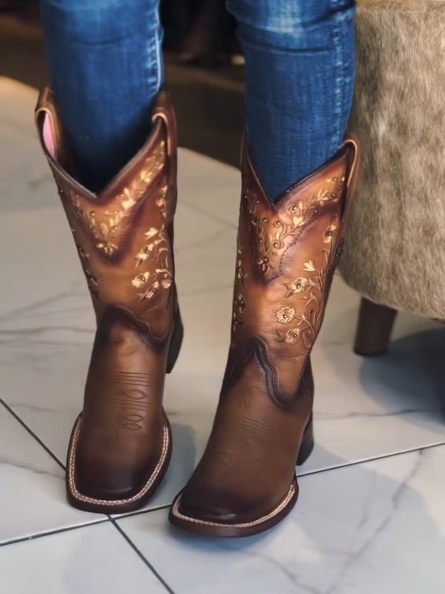 Traditional Embroidered Women's Cowboy Boots