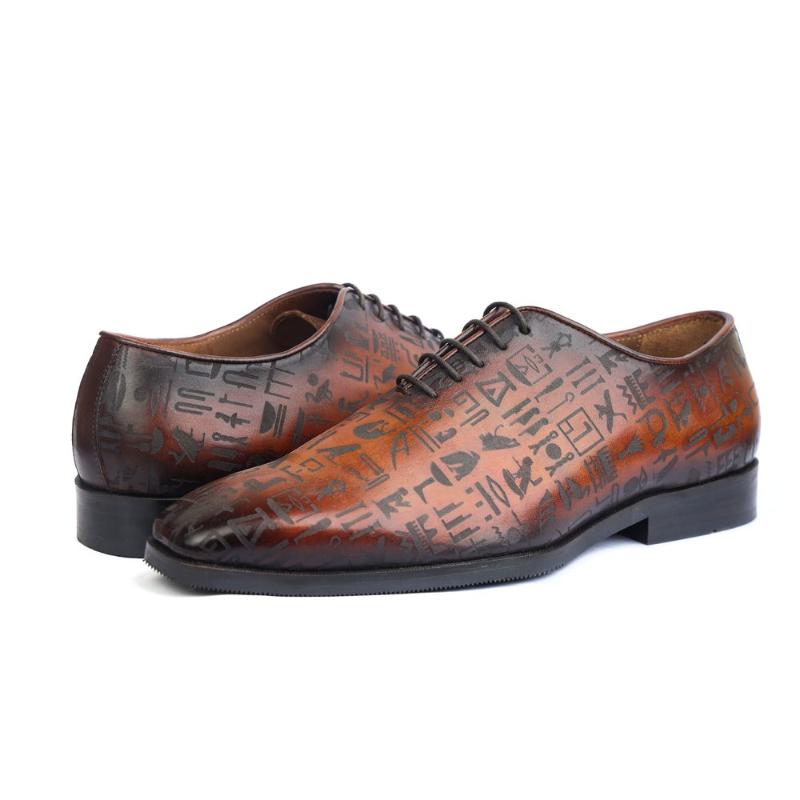 Bronze colored high gloss character brown leather shoes