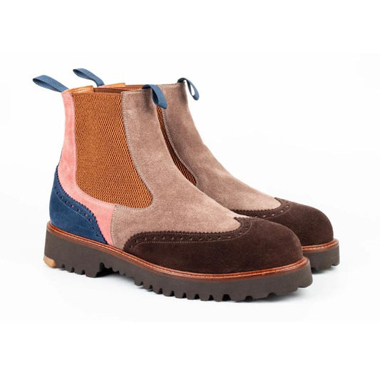 Men's Beige Pink Navy Brown Suede Chelsea Boots