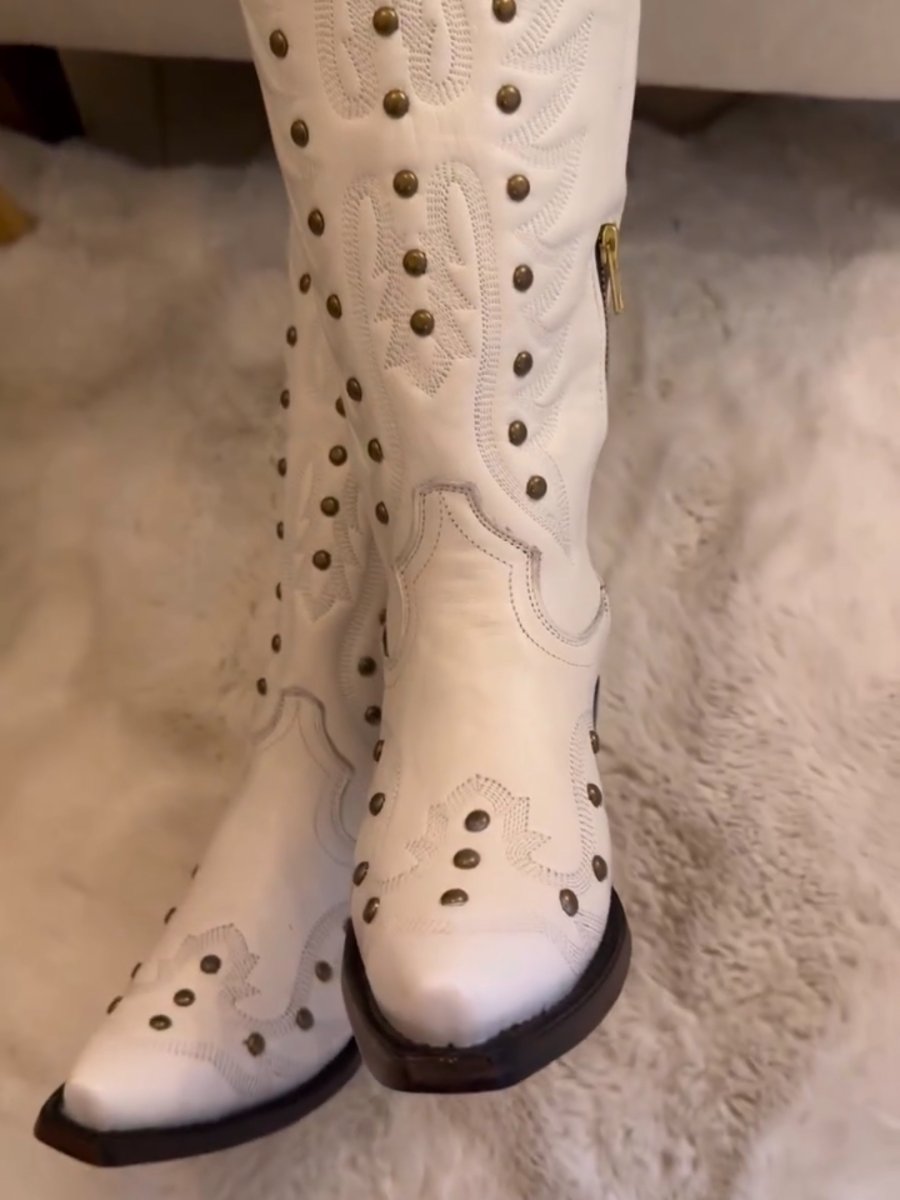 Women's Classic Western Cowboy Boots - White