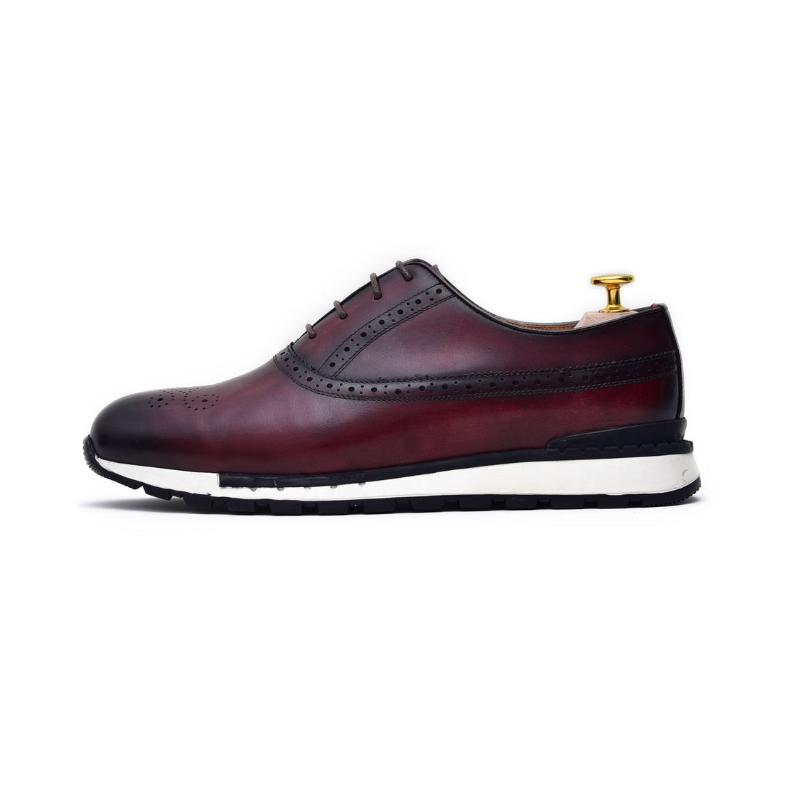 Men's Black Coffee Colored Leather Sports Shoes