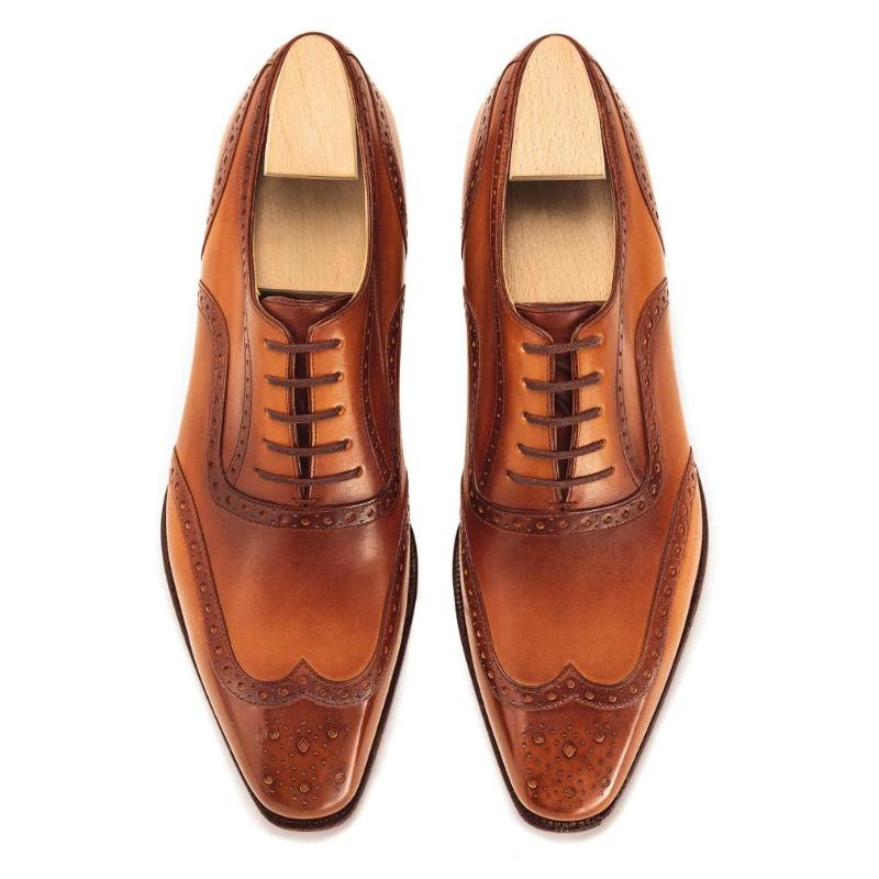 Men's Retro Carved Leather Shoes - Brown