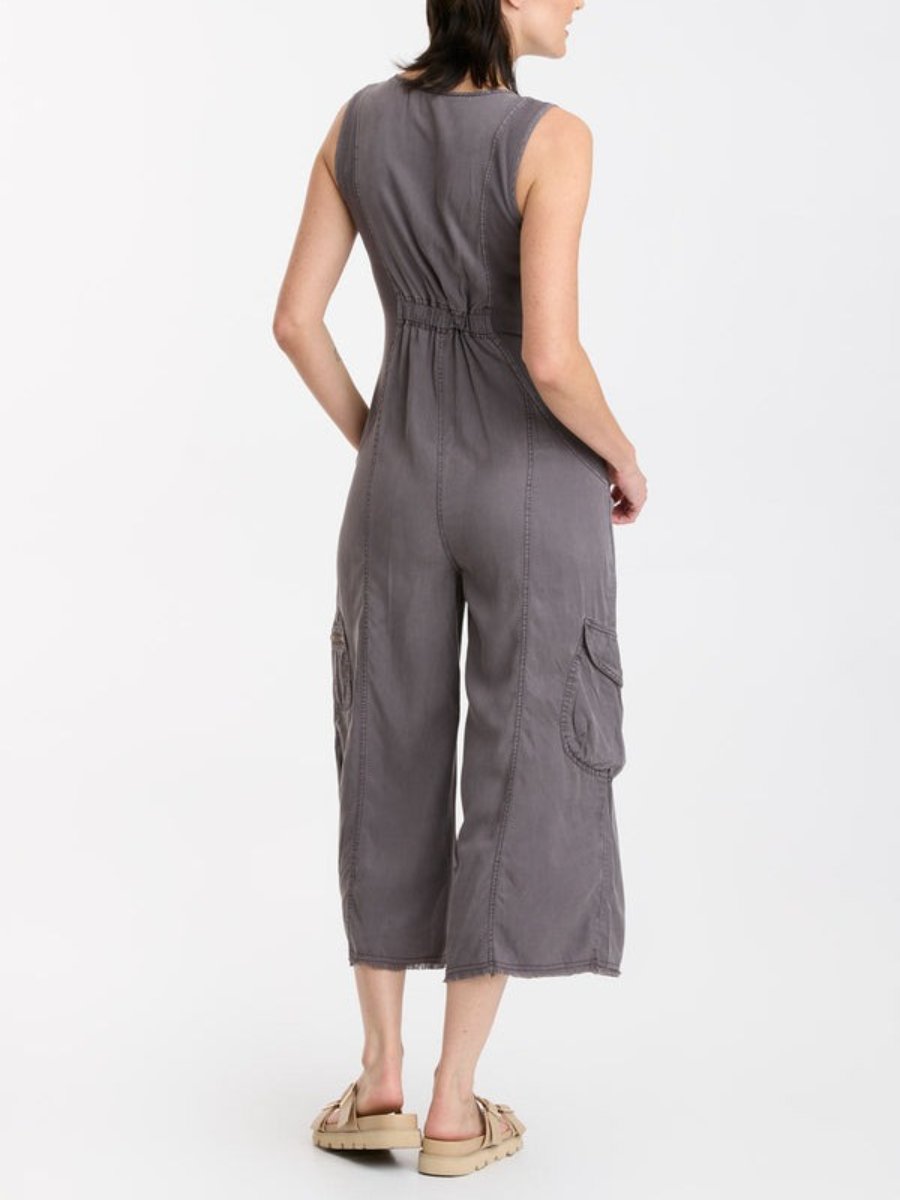 Summer crop exposed casual travel jumpsuit