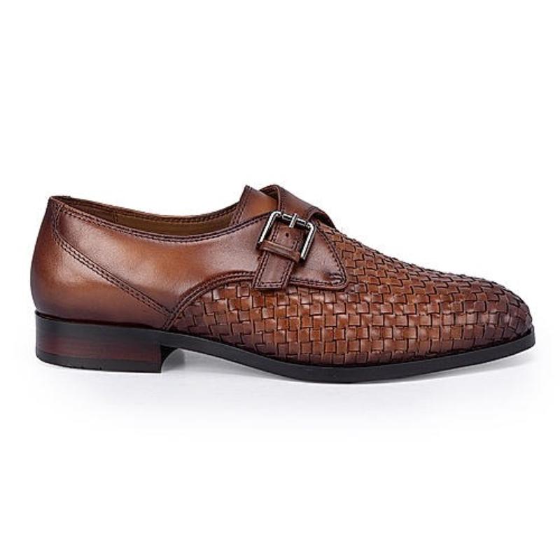 Men's Woven Leather Shoes - Brown