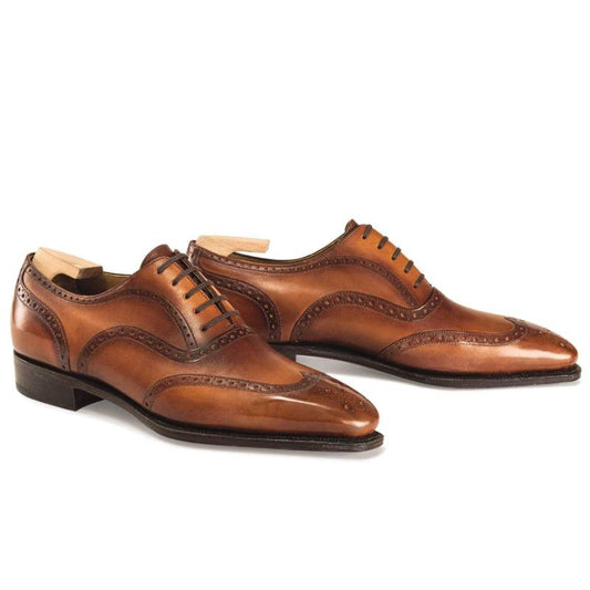 Men's Retro Carved Leather Shoes - Brown