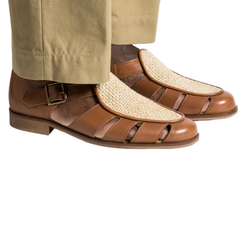 Men's Casual Breathable Patchwork Sandals - Brown