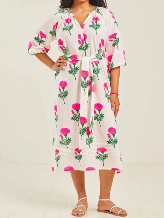 SS24 Pink Floral Midi Dress