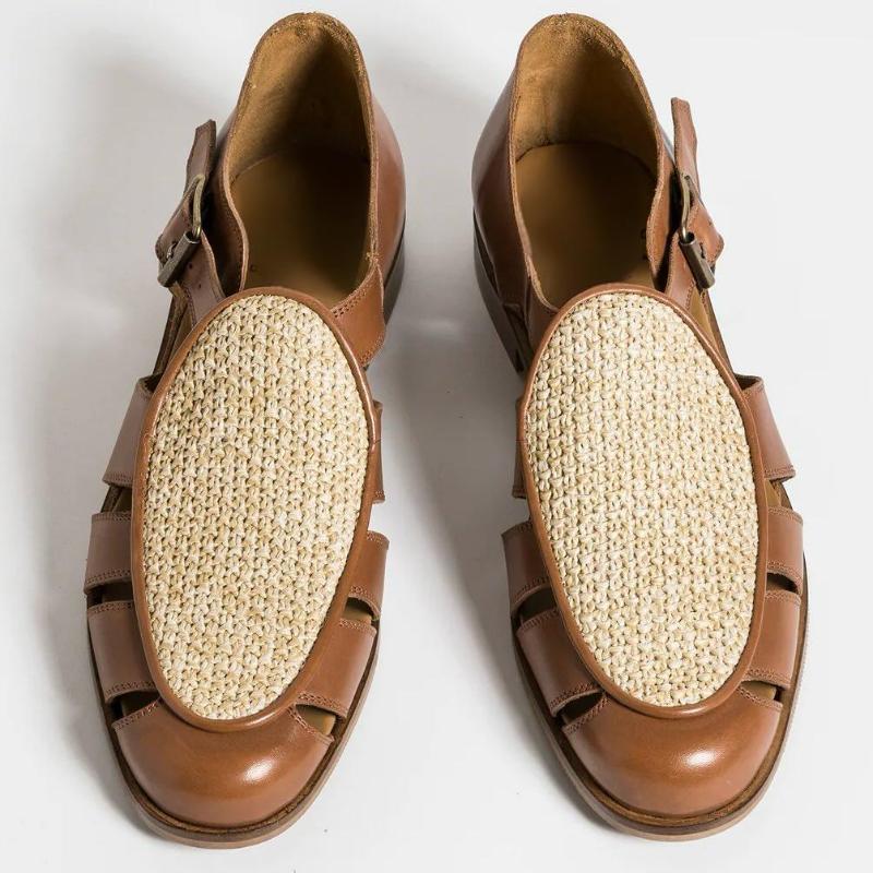 Men's Casual Breathable Patchwork Sandals - Brown