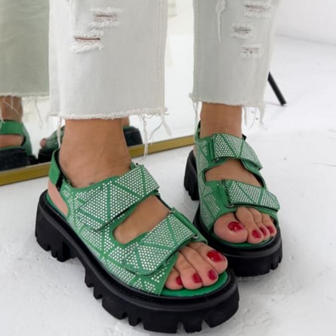 Summer Dazzle Velcro Flat Sandals