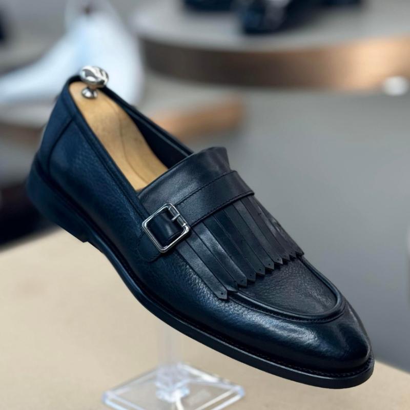 Italian Inland Natural Skin Black Male Shoes