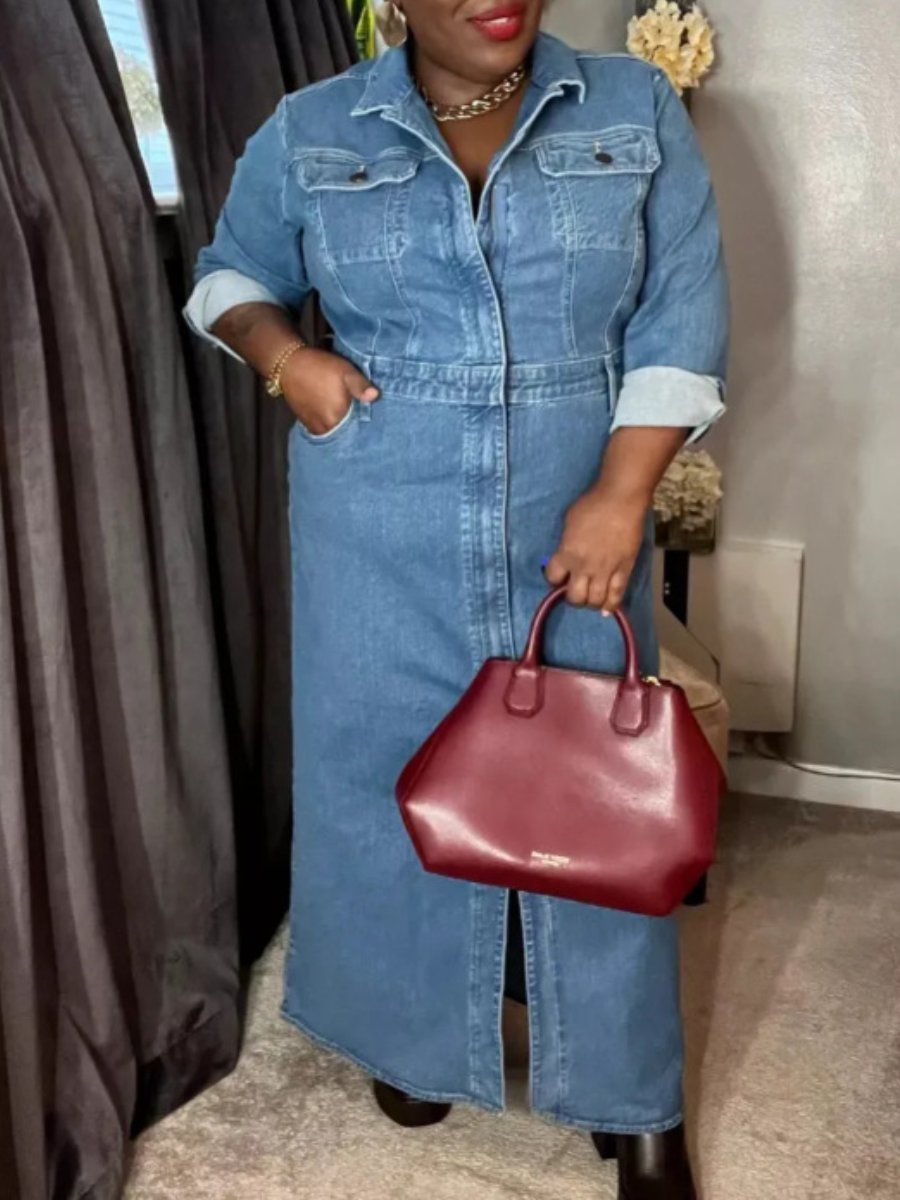 Viral Long Denim Dress