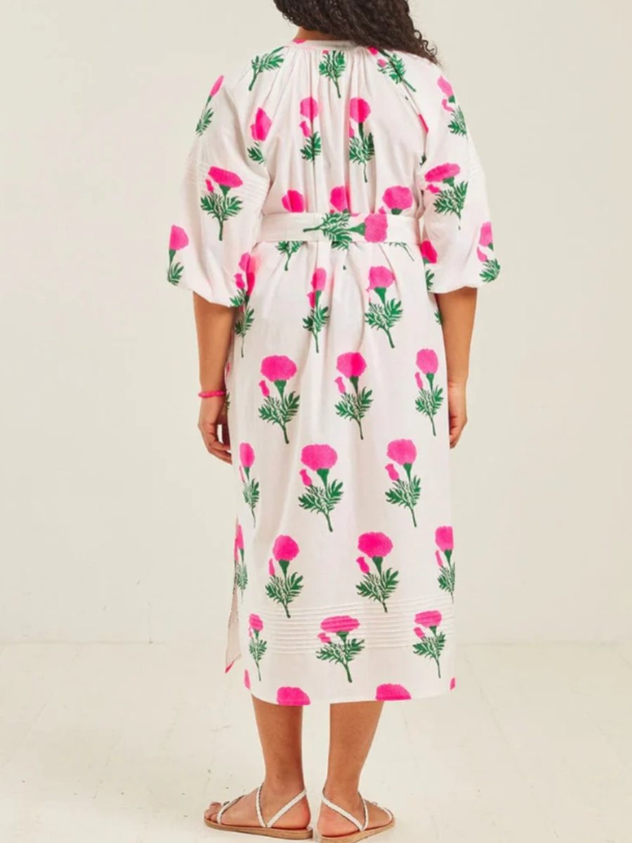 SS24 Pink Floral Midi Dress