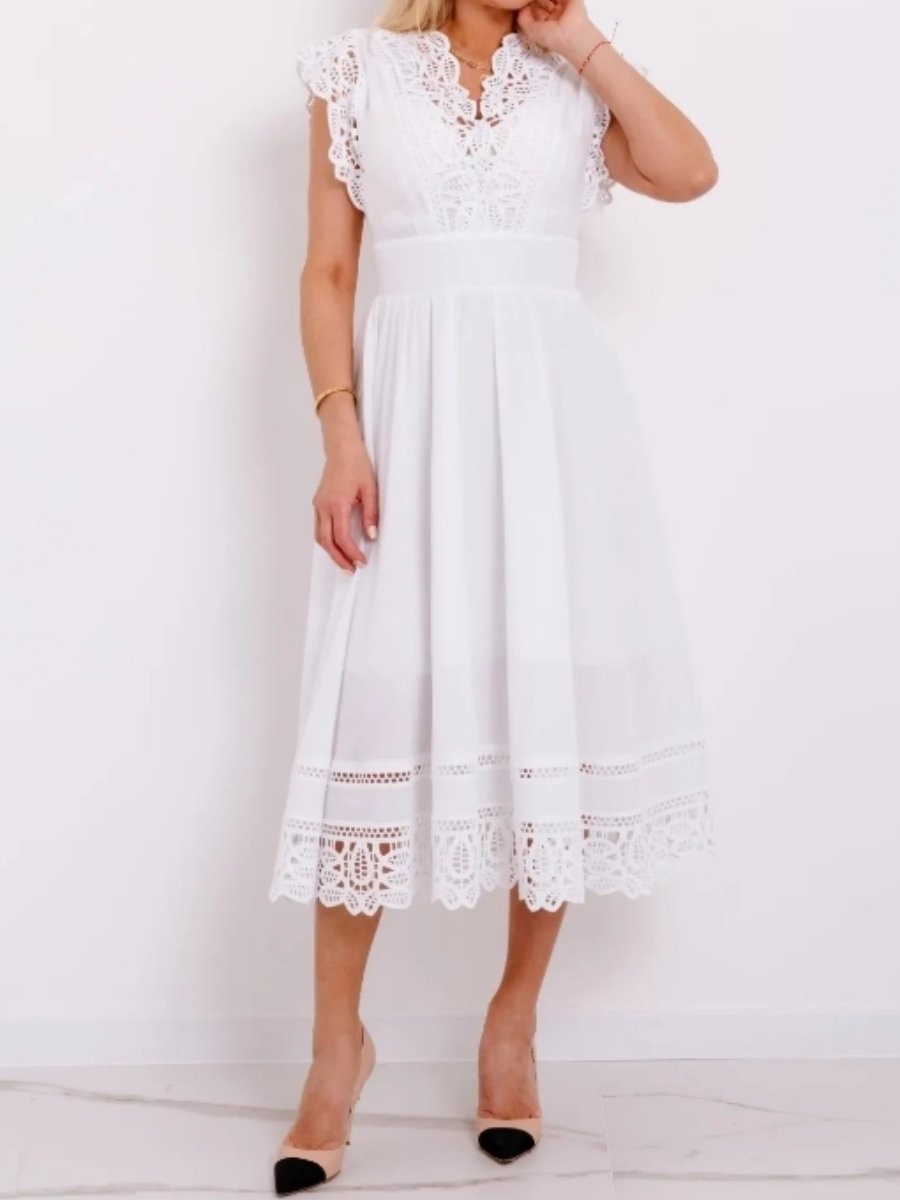 Classic Cotton V-neck Midi Dress