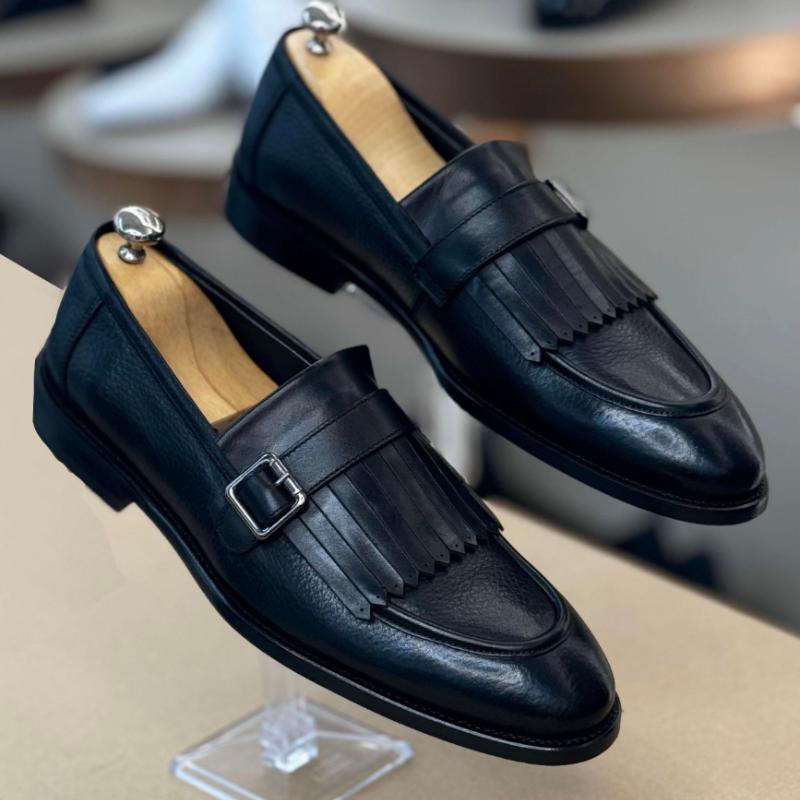 Italian Inland Natural Skin Black Male Shoes