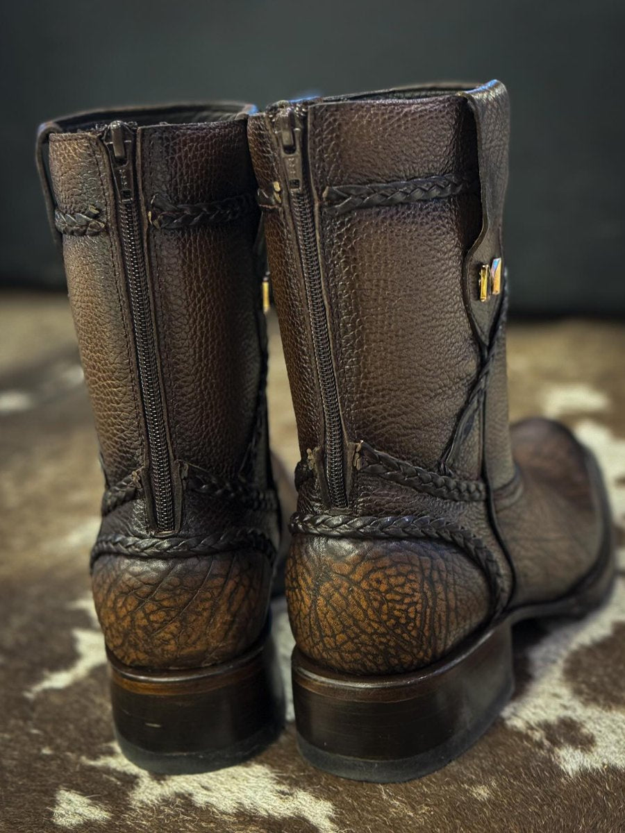 Cowboy Brown Heel Zipper Ankle Boots